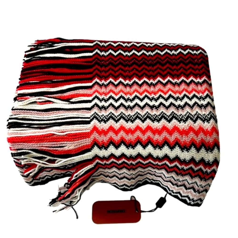 Missoni Multicolor Zig-Zag Fringed Long Wool Scarf - Picture 15 of 16